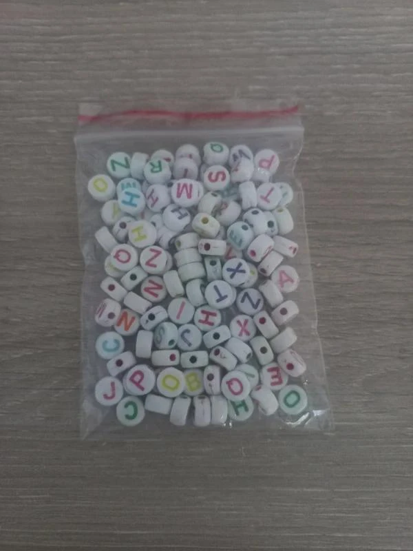 Lot De Perles Rondes "Alphabet" Multicolores